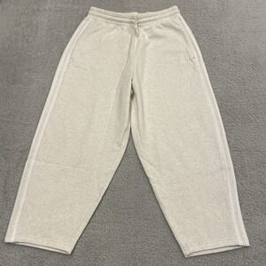 NWT Adidas 3 Stripe Fleece Open Hem Sweatpants Womens Large Loose Fit Straight